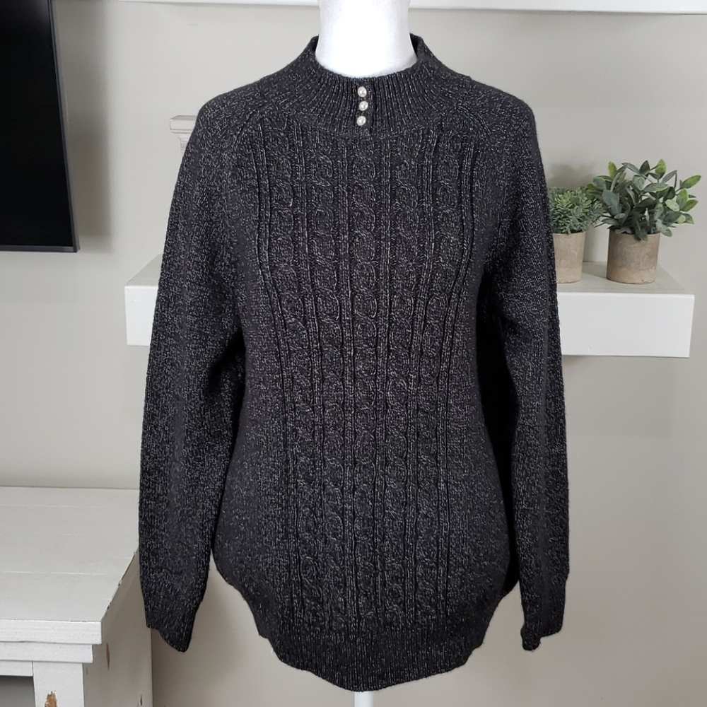 Karen Scott Ribbed Trim Mock Turtleneck Sweater - Picture 2 of 9